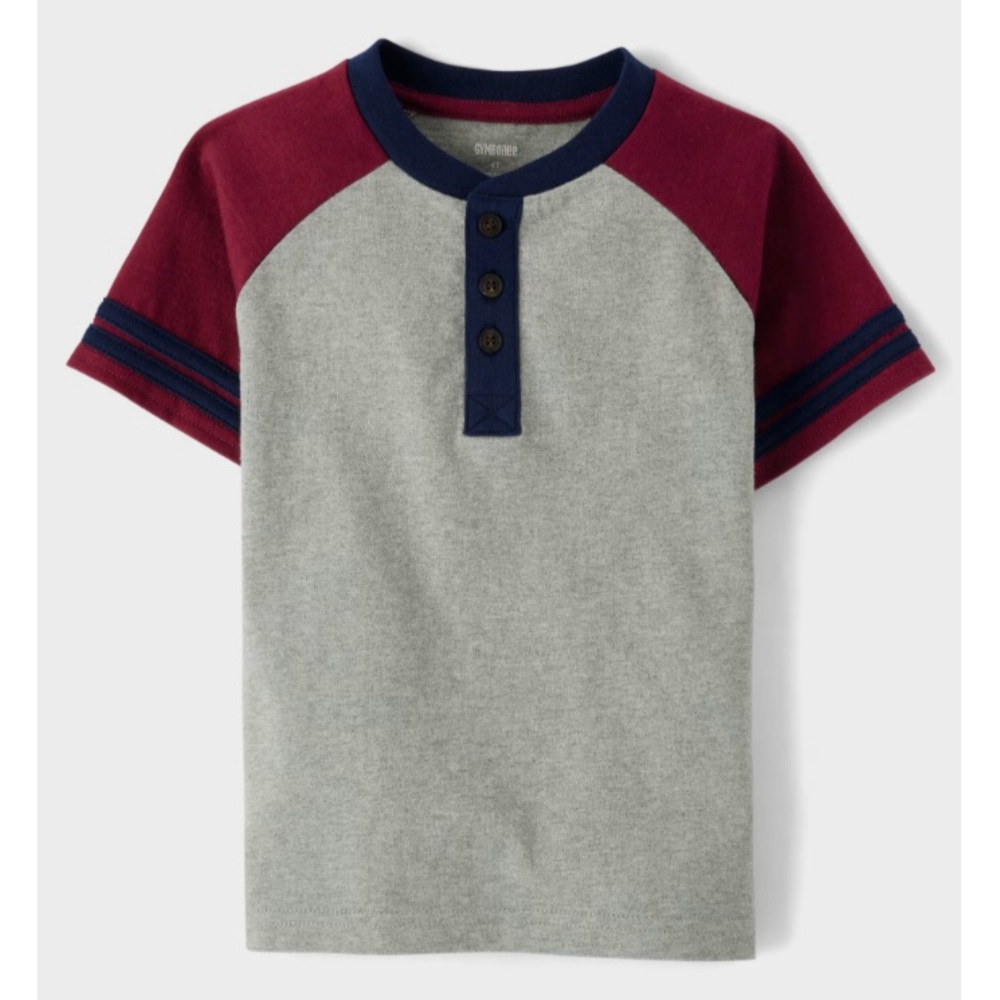 NWT -  Gymboree Henley Baseball Tee (Grey/Maroon/Navy) Size 6